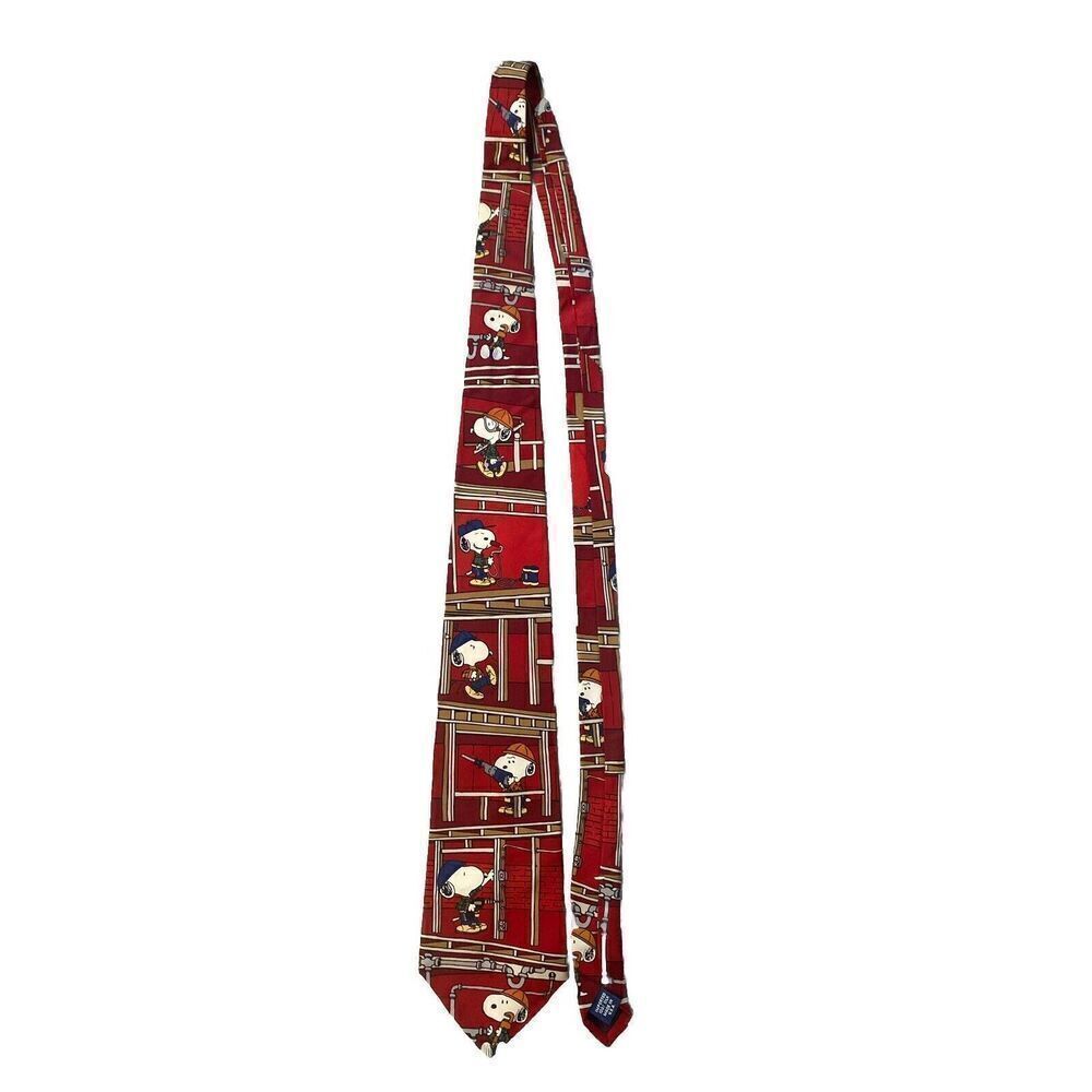 Peanuts Snoopy Mr. Fix It Red Silk Tie Made in USA Vintage